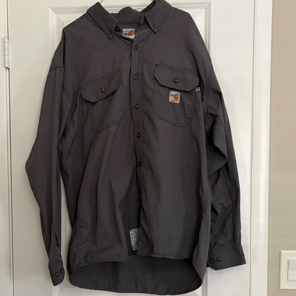 Carhartt fire rated Dark Charcoal Button-Front Work Shirt